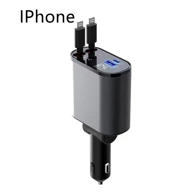 100W Metal Car Charger USB + Type-C Adapter