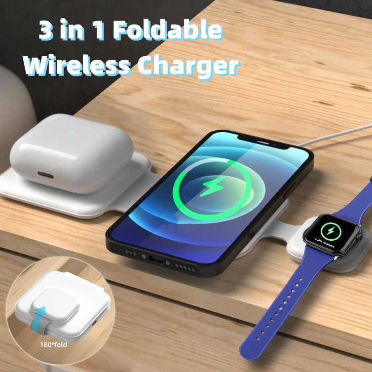3-in-1 Foldable Magnetic Wireless Charger Station