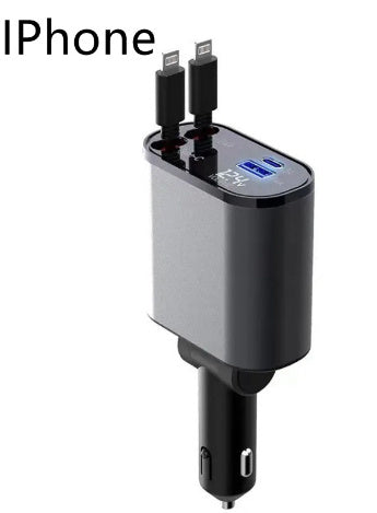 100W Metal Car Charger USB + Type-C Adapter