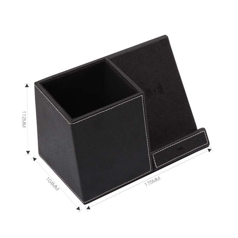 Wireless Charger & Leather Pen Holder Combo