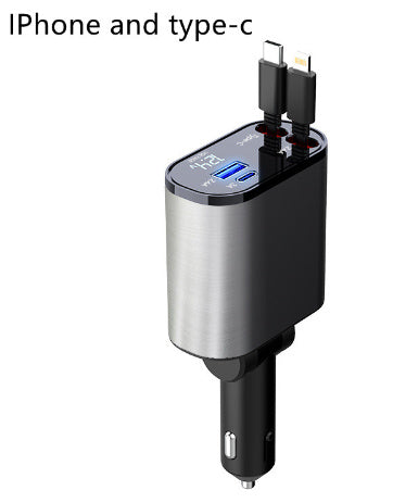 100W Metal Car Charger USB + Type-C Adapter