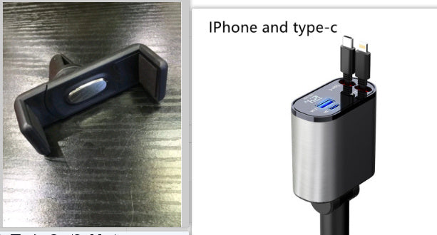 100W Metal Car Charger USB + Type-C Adapter