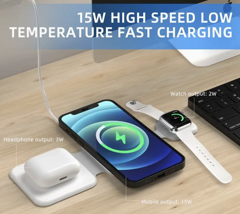 3-in-1 Foldable Magnetic Wireless Charger Station