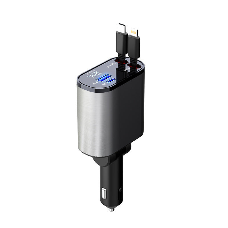 100W Metal Car Charger USB + Type-C Adapter